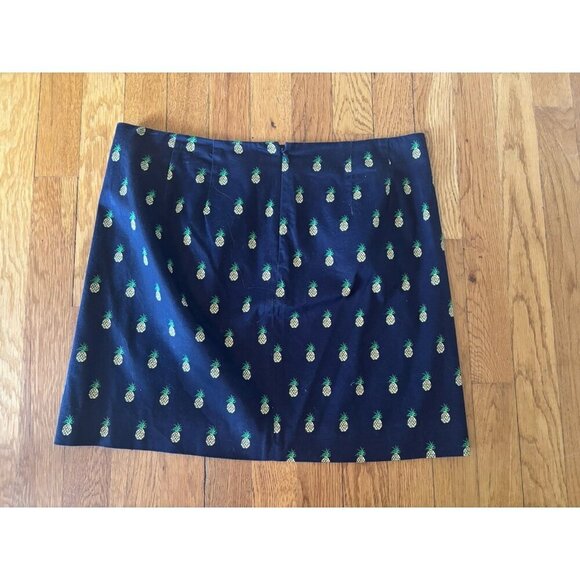 J Crew Womens Size 8 Blue Pineapple Print Mini Skirt Pockets - Picture 2 of 3